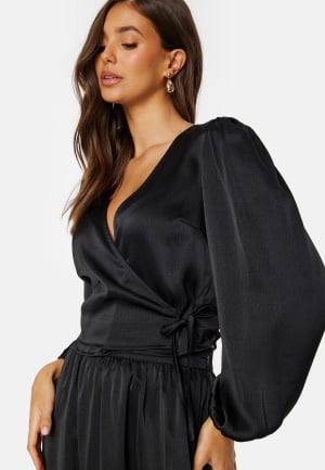BUBBLEROOM Petrinia Wrap Blouse Black L