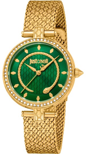 Just Cavalli Dameklokke JC1L240M0035 Glam Chic Grønn/Gulltonet stål