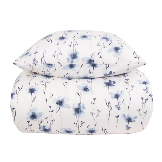 By Night Sengesett 240x220 - Kingsize - 100% bomullsflanell - Flower Blue - By Night