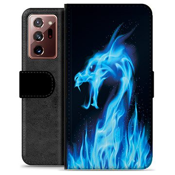 Samsung Galaxy Note20 Ultra Premium Lommebok-deksel Blå Flamme Drage