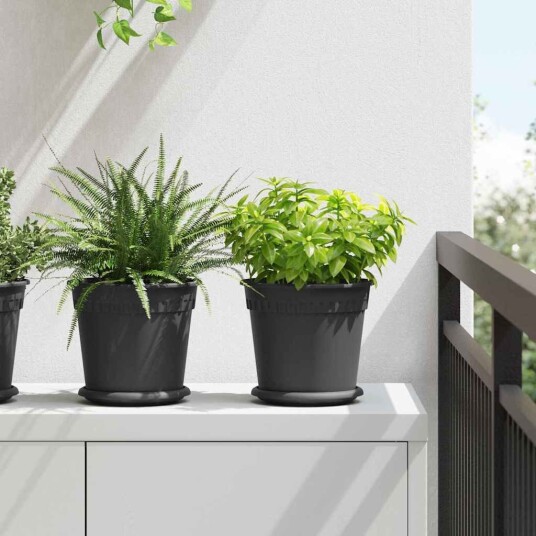 vidaXL Rund Blomsterpotte 6 pcs Svart Ø 19 x 16 cm Plast