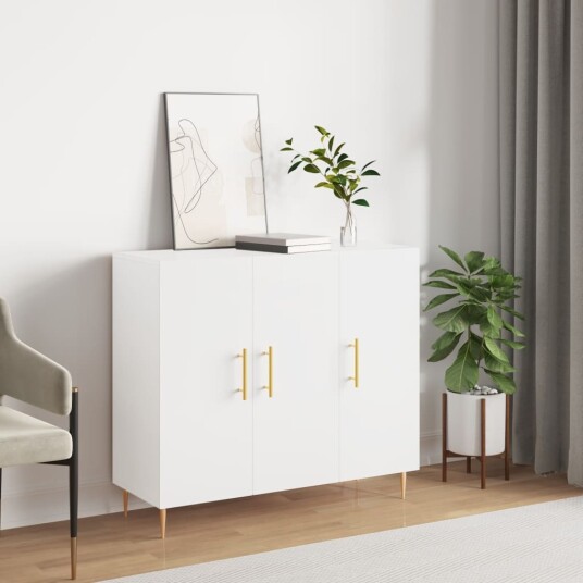 vidaXL Skjenk hvit 90x34x80 cm konstruert tre