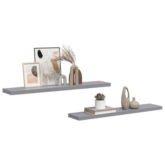 vidaXL Flytende vegghyller 2 stk gr? 120x23,5x3,8 cm MDF