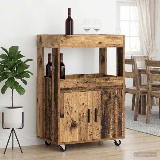 vidaXL Barvogn Eiketre 60 x 39.5 x 89 cm Konstruert tre