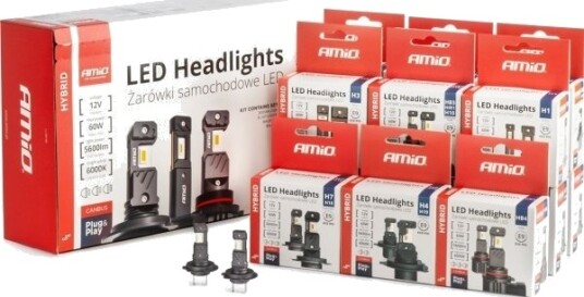 Led Frontlys-Sett 16 Stk. Hybrid Series H1 H3 H4 H7 Hb3 Hb4 6000K Canbus Amio-04120