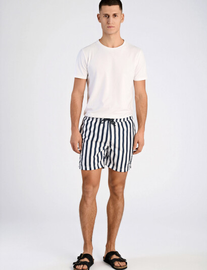 Lindbergh Striped Swim Shorts - Navy - XXL