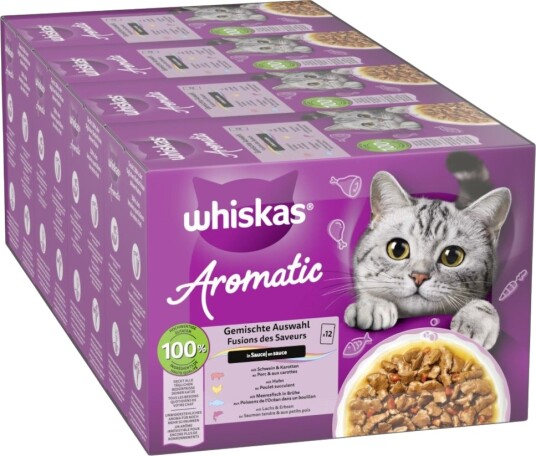 Whiskas Våtfôr Sparepakke 1+ Aromatic Selection Blandet Pakke I Saus 96 X 85 G Whiskas Våtfôr Sparepakke 1+ Aromatic Selection Blandet Pakke I Saus 96 X 85 G