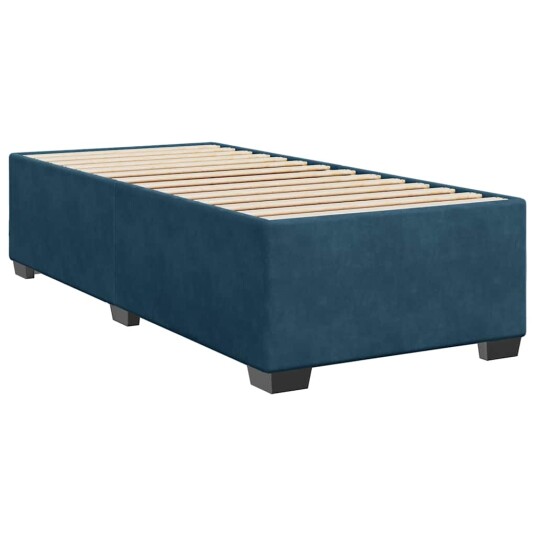 Seng med madrass boksfjær mørkeblå 90x190 cm fløyel 8721102710841