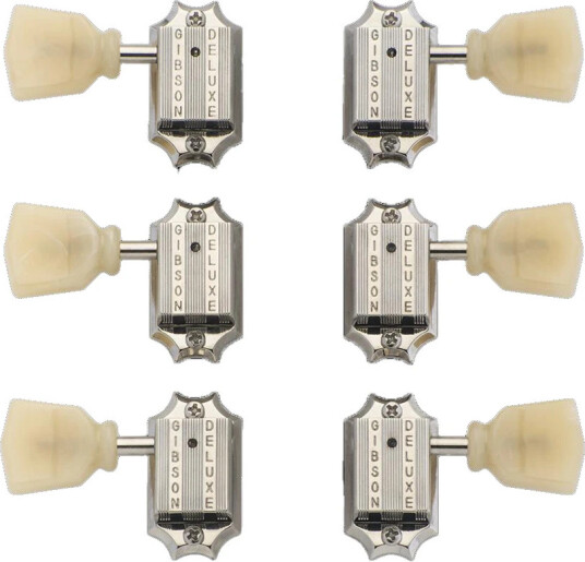 Gibson S&a; Vintage Nickel Machine Heads Yellow Buttons Mh-050 Gibson S&a; Vintage Nickel Machine Heads Yellow Buttons Mh-050