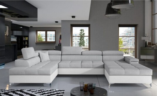 Seksjon Eltap Eduardo 337x205x88 cm Sawana 21 Soft 17 Grå Hvit Venstre