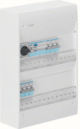 Hager GD213SF Sentralapparat Type: Gamma IP30 2 x 13 moduler Elfordeling & strømforsyning