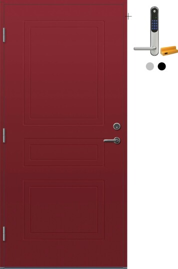 Ytterdør Bygg1 Arna med Yale Entrus BxH 110x210 cm Høyre, NCS S-4050-R, Mørk Rød, Yale Sølv Ytterdør Bygg1 Arna med Yale Entrus BxH 110x210 cm Høyre, NCS S-4050-R, Mørk Rød, Yale Sølv