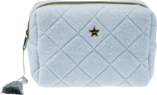 DARK Terry Quilted Make Up Pouch Small Cool Blue & Milieu Green DARK Terry Quilted Make Up Pouch Small Cool Blue & Milieu Green