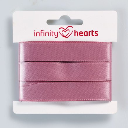 Infinity Hearts Satengbånd Dobbeltsidet 15mm 158 Gammelrosa 5m