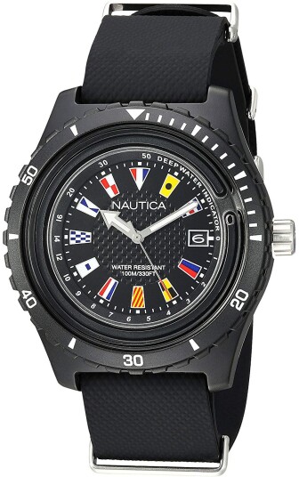 Nautica Herreklokke NAPSRF001 Sort/Gummi Ø46 mm