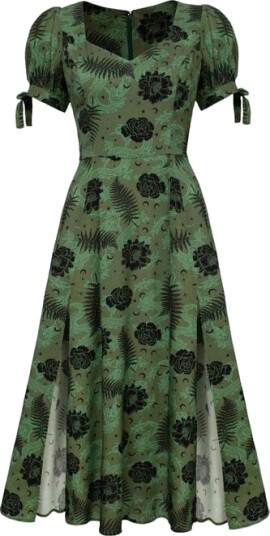 Hell Bunny Middellang kjole Georgia Dress XS til XXL Damer grønn