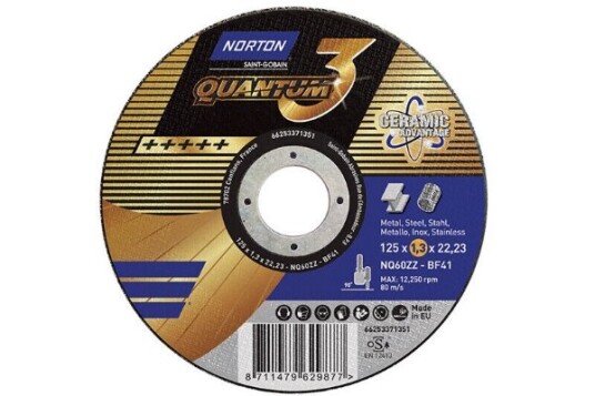 Norton Quantum 3 Kappeskive 125X0,8mm for Stål og Rustfritt Stål Norton Quantum 3 Kappeskive 125X0,8mm for Stål og Rustfritt Stål