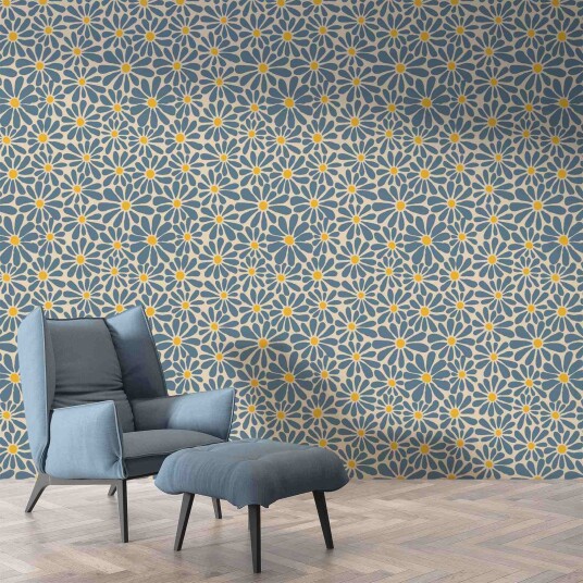 Namly Design Tapet Blå Daisy Blomstring WPPRTNZCKS