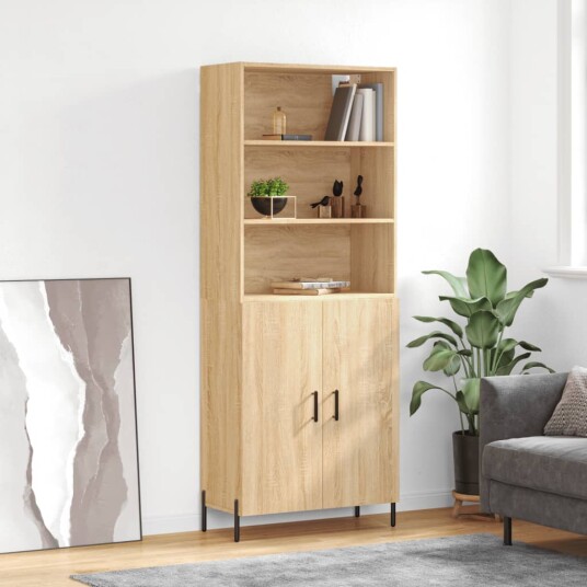 Highboard sonoma eik 69,5x34x180 cm konstruert tre