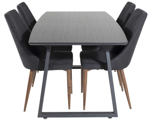 Venture Design Inca & Leone spisegruppe Svart/svart 4 st stoler & bord 160 x 85 cm