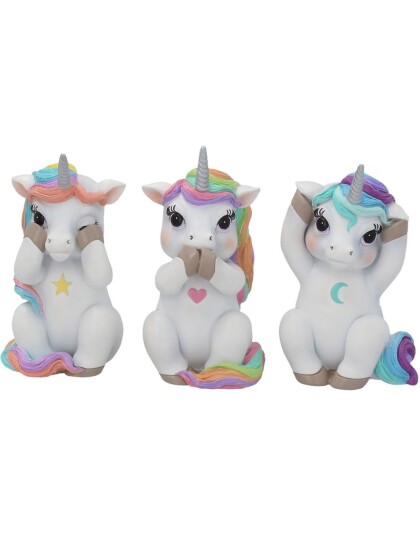 Nemesis Now Hear No Evil See No Evil 3 stk Enhjørningfigurer 9 cm B3715K8