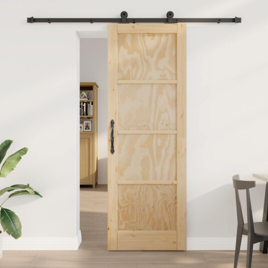 vidaXL Skyvedør Naturlig og svart 73,5 x 211 cm Heltre furu vidaXL Skyvedør Naturlig og svart 73,5 x 211 cm Heltre furu