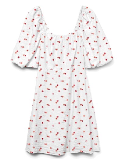 Vero Moda Vmodette 2/4 Short Bow Dress Wvn   White   S