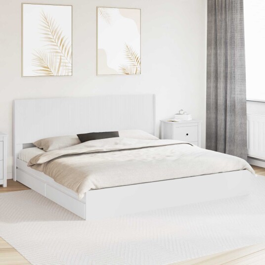  Sengramme med oppbevaring og hodegavl Hvit 180 x 200 cm