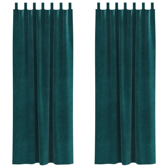 Gardiner med gardiner 2 pcs Mørkegrønn 140 x 260 cm Fløyel