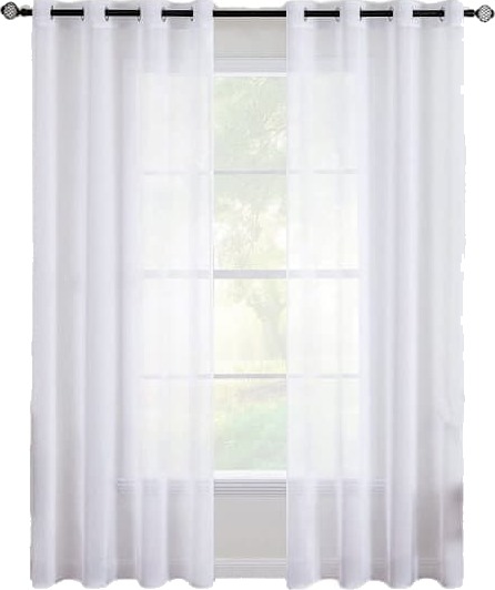 2 pakning transparente voilengardiner med maljer 137x228 cm til stue og soverom Hvit