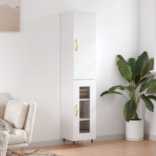 vidaXL Highboard hvit 34,5x34x180 cm konstruert tre 8720845484477