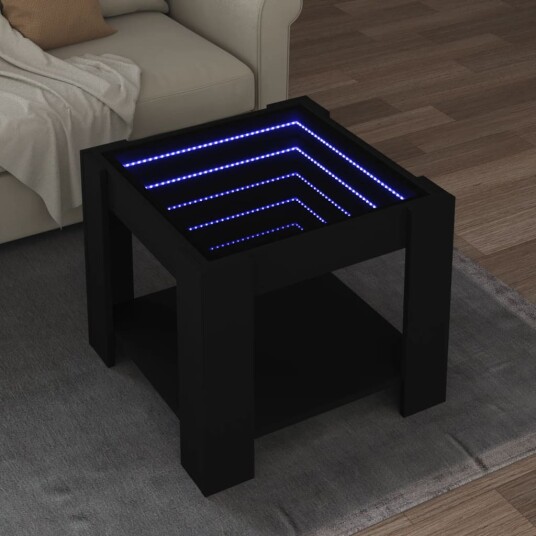 Salongbord med LED svart 53x53x45 cm konstruert tre 847540 Salongbord med LED svart 53x53x45 cm konstruert tre 847540