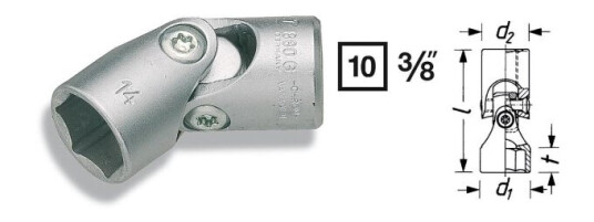 Hazet 880G-14, 1 Stykker, 76,2 / 8 Mm (3 / 8"), Kromvanadiumstål, 4,5 Cm, 55 G