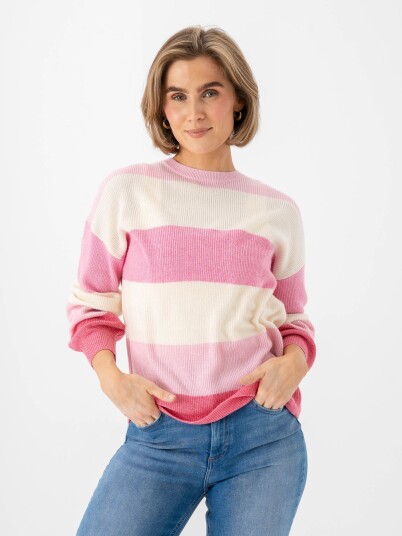 Only Atia Long Sleeve Stripe Pullover Knit Rosa XS