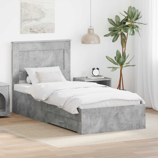 Sengestamme Betonggrå og Sølv 75 x 190 cm Konstruert tre