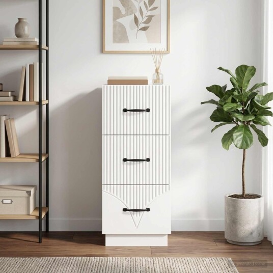 vidaXL Skuffeskap Hvit 33 x 34,5 x 87 cm Konstruert tre