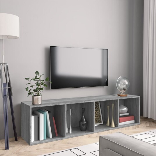 vidaXL Bokhylle/TV-benk gr? sonoma 143x30x36 cm konstruert tre