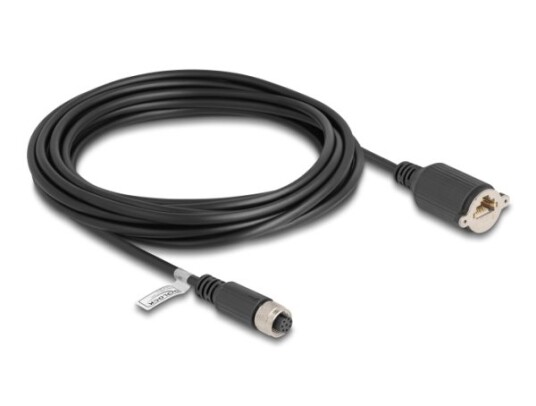 Delock M12-Kabel A-Kodet 8 Pins Hunn Til Rj45 Hunn For Installasjon Cat.5E Ftp 5 M Svart