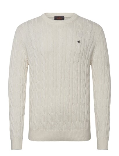 Morris Nathan Cable Oneck   Brown   XL