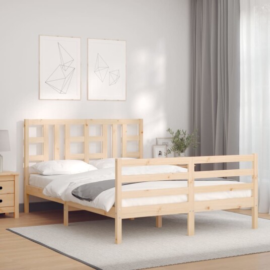 vidaXL Sengeramme med hodegavl 140x190 cm heltre 8720845990718