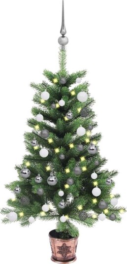 vidaXL Kunstig juletre med LED og kulesett 65 cm grønn