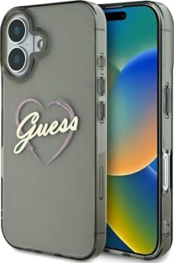 GUESS IML Heart Case for iPhone 16 Plus - Black