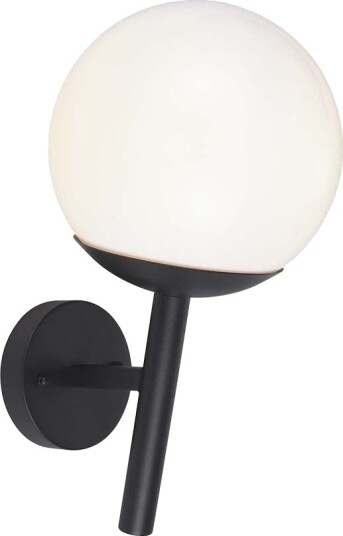 V Tac E27 utendørs vegglampe Sort IP44 opal kule Ø20cm uten lyskilde V Tac E27 utendørs vegglampe Sort IP44 opal kule Ø20cm uten lyskilde