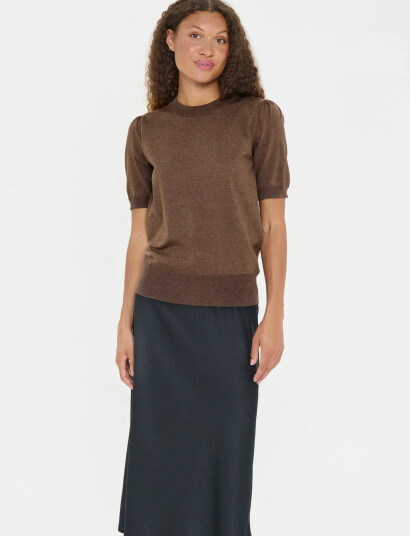 Saint Tropez Milasz Ss Pullover - Brown - XS Saint Tropez Milasz Ss Pullover - Brown - XS