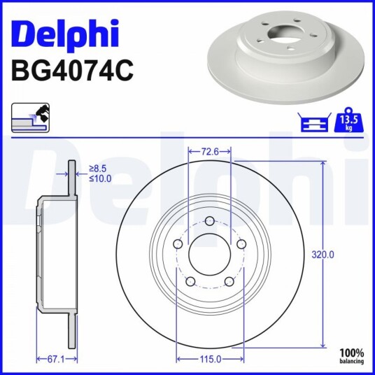 DELPHI BG4074C Bremseskive