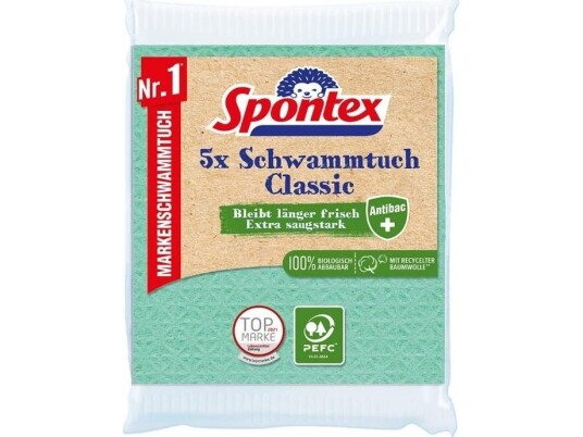 Spontex Schwammtuch Classic Antibac Pefc 5Er Pack