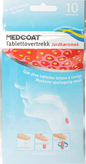 Medcoat tablettovertrekk jordbær 10 stk
