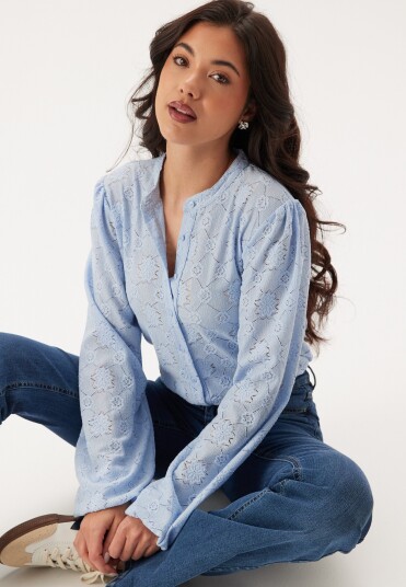 BUBBLEROOM Long Sleeve Button Blouse Light blue S BUBBLEROOM Long Sleeve Button Blouse Light blue S