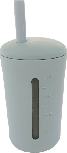 Summerville Organic Silikonkopp Med Sugerør, Silver Grey