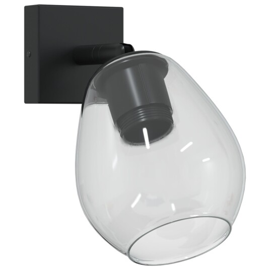  Takspot Svart 13 X 26cm Glass Og Metall
